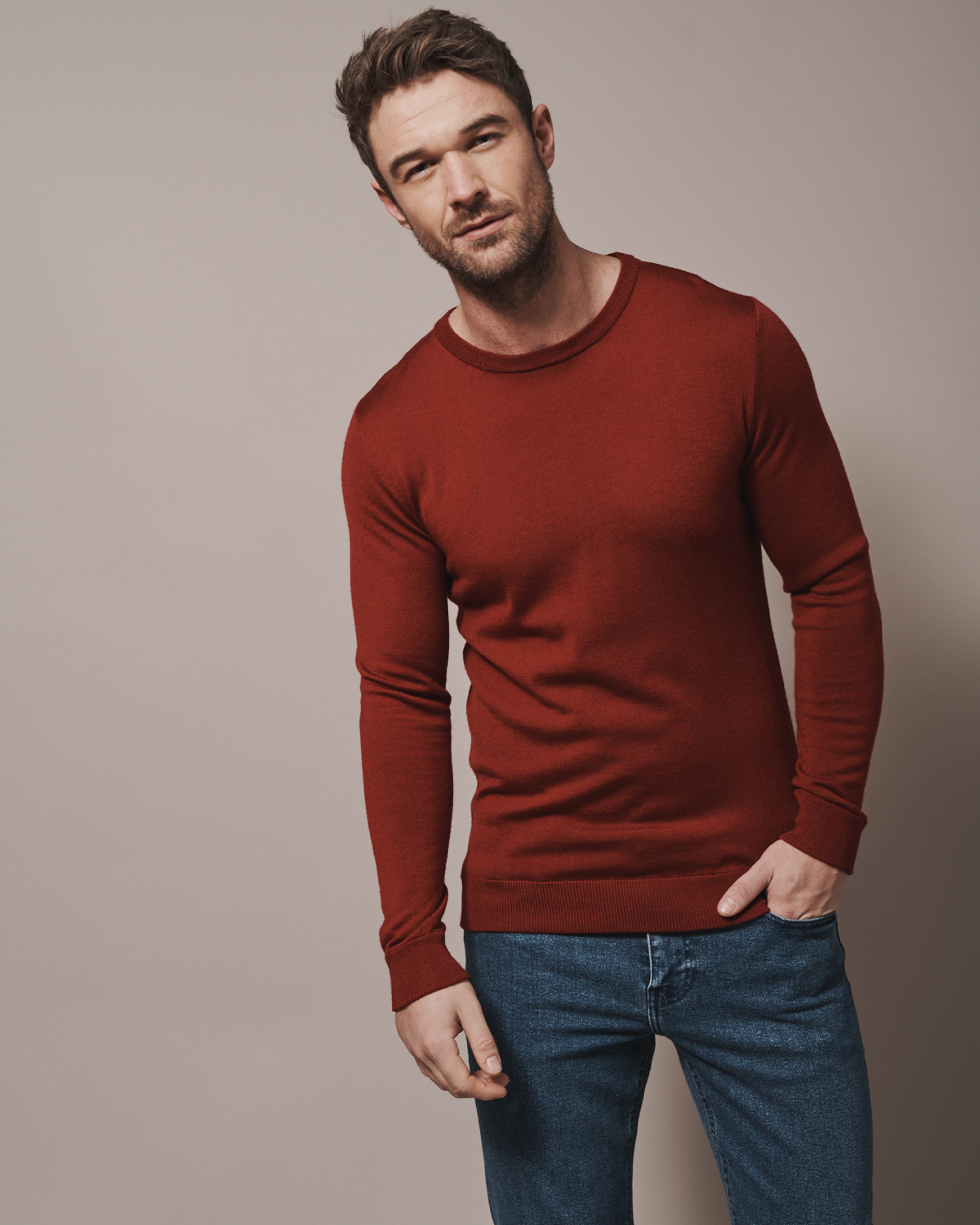 Men's burgundy hotsell crew neck sweater